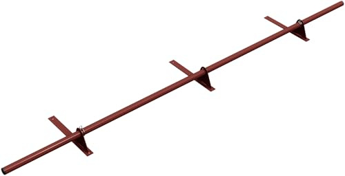 Parotec SCHNEEFANGROHR-Komplettset 2,0 m (200 cm) - für Trapezblech, Dachpappe & Bitumenschindeln - Schneefang/Dachlawinenschutz - 1 Rohr, 3 Halterungen, 10 Farben - RAL 3009 Kastanienrot