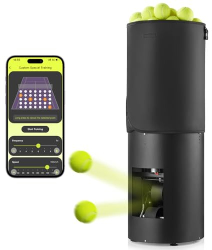 Shrivee Automatische Tennisballmaschine Einstellbar und Leichte Tragbare Ballwerfer mit APP-Steuerung, 130-Ball-Kapazität, Smart Tennis Trainer für alle Stufen/Alter