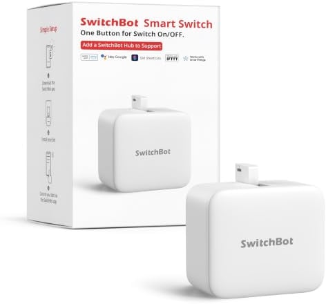 SwitchBot Smart Switch Toggle (Ricaricabile) - Fingerbot per Interruttori, Spinta 1.0kgf, USB-C, App e Timer, aggiungere Hub per Alexa, Siri e Matter