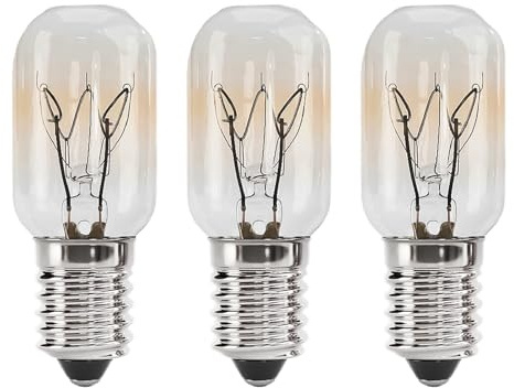 3 Pcs 15W E14 Screw Salt Lamp Bulbs, E14 Pygmy Bulb, 2700K Warm White 230V Small Edison Screw Bulb for Freezer, Fridge, Sewing Machine, Multiuse, Instant Brightness, Non-Scratch, Long-Lasting