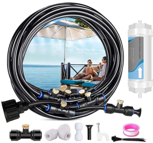 Sistema Di Irrigazione E Raffrescamento A Nebulizzazione,Sistema Fai-Da-Te Di Raffrescamento A Nebulizzazione D'Acquarimovibile,Per Esterni Patio,Giardino,Serra,Ombrellone，23M