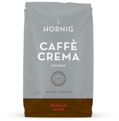 J. Hornig Café en grains Espresso, Caffè Crema Intenso, 1kg de grains entiers, saveur corsée et chocolatée, pour machines à café automatiques, machines à expresso et cafetières à piston