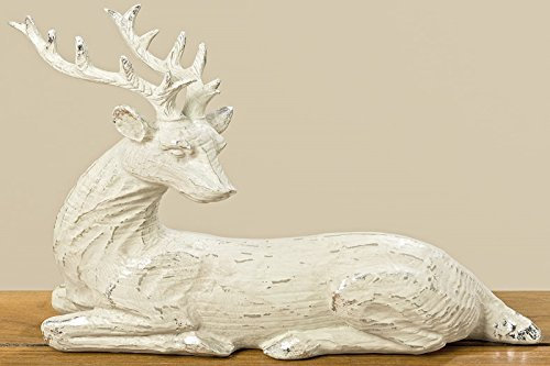 BOLTZE Hirsch Dekohirsch Kunstharz Creme H 21 cm