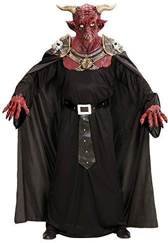 W WIDMANN MILANO Party Fashion - Dämonischer Teufelskrieger Set | Maske mit Schulterpanzer und Umhang, Accessoires, Kostümzubehör für Karneval, Halloween und Mottoparty