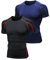 Niksa 2 Stück Funktionsshirt Herren Kurzarm Kompressionsshirt Männer Laufshirt Sportshirt mit Rundhalsausschnitt Fitness, Schwarz-Rot, Marineblau-Grau, L