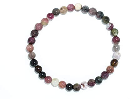 Taddart Minerals – Buntes Armband aus dem natürlichen Edelstein Wassermelonen Turmalin mit 6 mm Kugeln auf elastischem Nylonfaden aufgezogen - handgefertigt