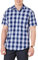 Amazon Essentials Men's Regular-Fit Short-Sleeve Poplin Shirt, Blue Buffalo Check, XXL