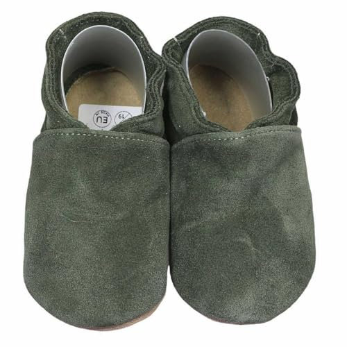 HOBEA-Germany Krabbelschuhe für Jungs und Mädchen in verschiedenen Designs 24/25 (24-30 Mon), Oliv Wildleder