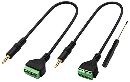 zdyCGTime 3,5-mm-Schraubklemmenkabel 3,5-mm-Stereo-TRRS-Audio Männlich auf 4-polige/Kanal-Buchsenschraube Headset Balum-Konverter-Adapterkabel.(30cm/2 Stück)