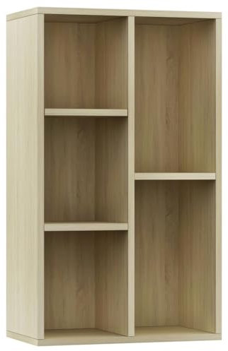 vidaXL Sideboard Bücherregal, Bücherschrank mit 5 Fächern, Wandregal Standregal für Wohnzimmer, Regal Büroregal Aktenregal, Sonoma Eiche Holzwerkstoff