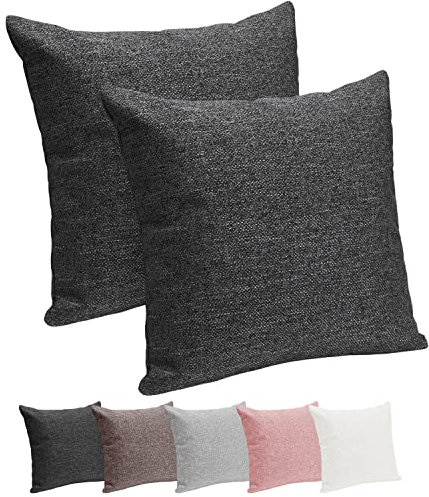 Selfitex 2er Set 50x50 cm, Sofakissen mit Füllung und Bezug, Dekokissen, Kopfkissen mit weicher Kissenfüllung, stilvolle Kissen Deko, robuster Polsterstoff, hochwertiges Couch Kissen (Anthrazit)