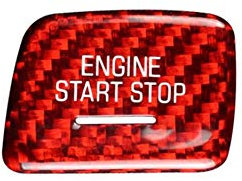 Auto Startknopf Aufkleber, Asudaro Start Stop Taste Abdeckung Auto Startknopf Motor Zündschalter Abdeckung Dekorative Carbon Druckschalter Tastenabdeckung Cover Kompatibel mit Camaro 2016-2019,Rot