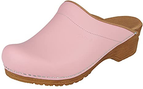 Sanita Sandra | Zoccoli Aperti da Donna | Zoccoli Artigianali Originali in Pelle Flessibile | Plantare Anatomico in Schiuma Morbida | Rosa | 37