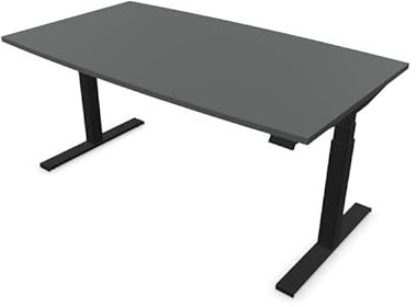 eModel 2.0 Konferenztisch Schreibtisch Bootsform, elektrisch höhenverstellbar Anthrazit, Größe Tischplatte:200 x 80 cm, Gestellfarbe:Schwarz, Farbe Tischkante:gleich Tischplatte