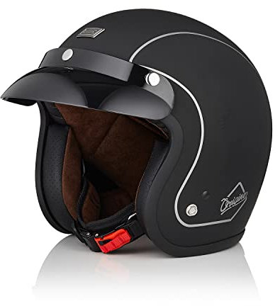 ORIGINE Casco Jet Moto Aperto Casco Scooter ECE Omologato con Visiera Parasole (LIFE Black Matt,M)