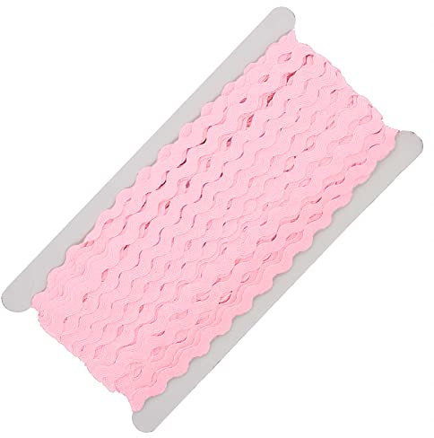 25m Zackenlitze Borte Zick-Zack-Borte auf Karte, 5/9mm breit, Viskose, waschbar, 15 Farben, Farbe:hellrosa