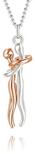 Gilieyer Abrazo Collar Pareja, Moda Personalidad Cariñoso Abrazo Collar Día de Pareja Abrazo Colgante Amor Creativo Snuggle Abrazo Joyería Regalo para Mujeres Hombres Amantes (Oro Rosa)