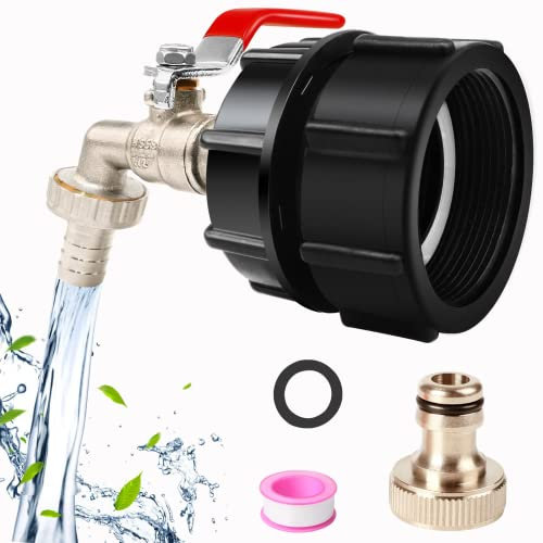 IBC Tank Zubehör-IBC Container ZUBEHÖR Messing Wasserhahn IBC Tank Adapter Ibc Valve For 2 Zoll(60mm) Feine Schnur Wassertank 1000L IBC Adapter Gartenschlauch Wassertank Schlauchanschluss