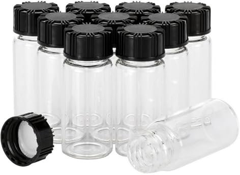 Unxuey Glasfläschchen, transparente Flaschen, flüssige Proben, Flüssigkeitsbehälter, Schraubverschluss, Fassungsvermögen, 10 ml, 10 Stück