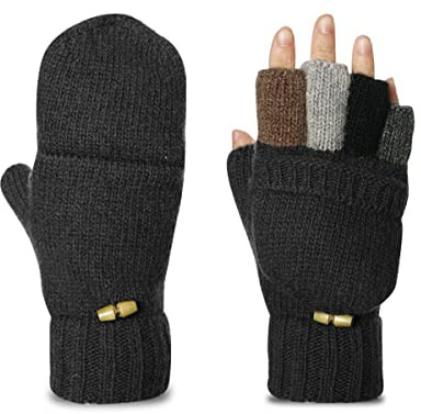 Hjkiopc Winter Gloves,Fingerless Flip Thicken Knit Cashmere Gloves, Outdoor Walking Cycling Driving Warm Hand for Women Mens