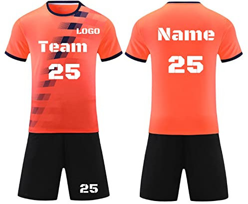 LJYTMZ Benutzerdefiniert fußball Trikot Shirt und Shorts 2 Teiliges Set Personifizieren Name Nummer Mannschaft Fussball Trikots Herren und Frauen