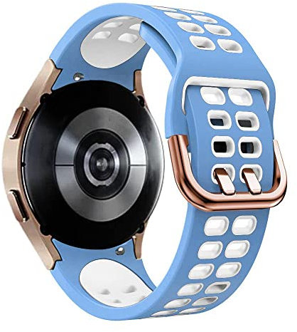 Cinturino Sportivo Compatibile per Samsung Galaxy Watch 6/5/4 40mm 44mm/Watch 5 Pro 45mm/Watch 6 Classic 43mm 47mm/Watch 4 Classic 46mm 42mm,32mm Cinturino di Ricambio in Morbido Silicone,Nero Azzurro