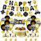 Geburtstagsparty-Dekorationen für das Fitnessstudio – Schwarz und Gold Fitness-Motto-Party-Dekorationen enthalten Glitzer-Happy Birthday-Banner, Kuchendekoration, Luftballons für Fitnessstudio,