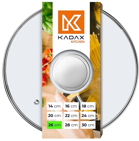 KADAX Glasdeckel, Topfdeckel Ø26 cm mit Silbergriff, hitzebeständig, mit Dampfloch, Universaldeckel für Töpfe & Pfannen, klare Sicht, dicht schließend