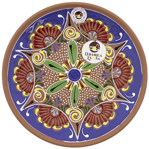 CERÁMICA ESPAÑA | Plato decorativo para colgar en pared | Plato de pared | Plato pared | Plato cerámica | Modelo D30 | Decoración 100% Hecho a mano | 28x28x4.5 cm