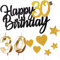 Personalised Black Gold Happy 30th Birthday Cake Topper with Gold Number 30 Birthday Candles Heart Star Cupcake Toppers Cake Decorations Set for Her Him Men Women 30th Birthday Anniversary - Pack of 9