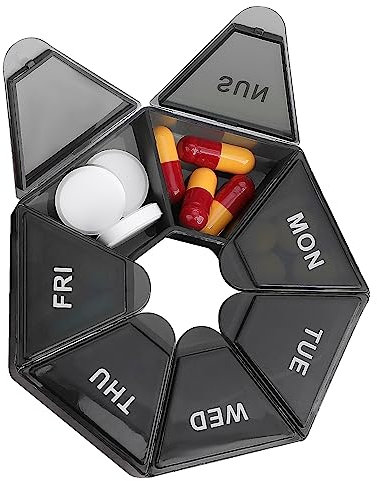 WLLHYF Pilulier de 7 jours Petit pilulier de voyage Pilulier portable Pilulier quotidien Planificateur de médecine Boîtes de distribution Porte-vitamines pour vitamines Médecine Suppléments