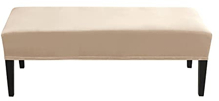 YOPOIY Samt Stuhlhussen, Universal Bezug Für Esszimmer Bank Strecken Bezug Für Esszimmerstuhl Abnehmbarer Sitzbank-Schutzbezug Für Küche Wohnzimmer Schlafzimmer -Beige