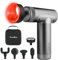 TERRAILLON – MUSCLE MASSAGER Pistola de masaje muscular, 3 velocidades 1800-3200 RPM, Alivia y relaja los músculos, 5 puntas de silicona, 1 calentador de 2 niveles, USB-C, funda incluida