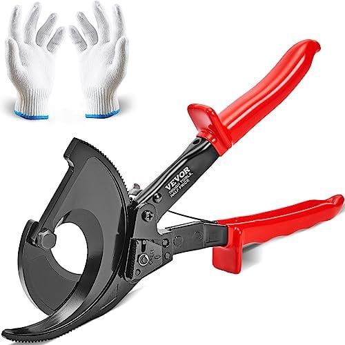 VEVOR Coupe-câble à Cliquet 280 mm Coupeur de Câbles et Fils Cuivre Alu 400 mm² Poignées Confortables Levier à Dégagement Rapide Facile à Utiliser Lame en Acier à Ressort au Silicium-manganèse 50 HRC