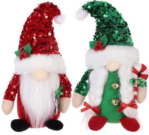 Xiuyer Schwedischen Weihnachtsmann Weihnachtszwerge Dekoration, 2 Stück Weihnachten Wichtel Deko Wichtel Tomte Gnom Handgemachte Schwedische Weihnachtsmann Weihnachtswichteln Weihnachten Zwerg