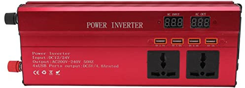 Onduleurs de Voiture 900W, Adaptateur de Voiture pour Onduleur Solaire 12V 24V avec Affichage LED, Onduleur de Batterie de Voiture USB pour Véhicules