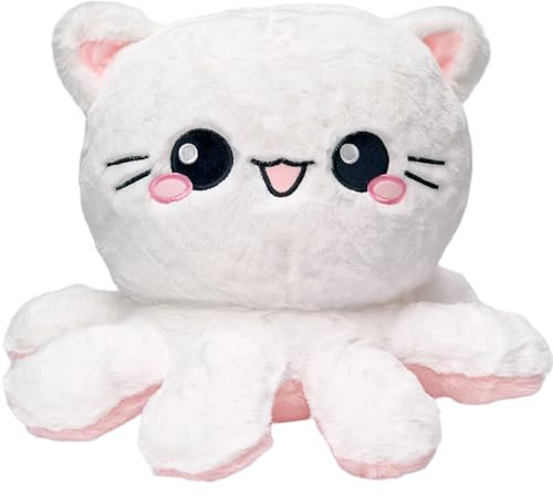 moodrush® 🐙🐱 XL Octopus Cat | Oktopus Katze Plüschtier Octo | Kuscheltier Stofftier Kawaii Kitty | Plüschstoff und Bestickung | waschbar | ca. 37x35 cm | Versand aus Deutschland