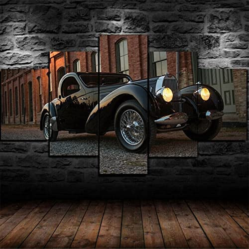 Leinwandbild 5 Tlg Oldtimer Altes Auto Vlies Leinwandbild 5 Tlg Kunstdruck Modern Wandbilder Wanddekoration Design Wand Bild - 100×55 Cm -7Z4S/W6W
