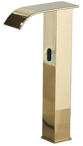 XJTNLB Mitigeur Cascade Lavabo Robinet Infrarouge Froide et Chaude Robinet Infrarouge Lave Main à Pile Lithium,Or,Haut