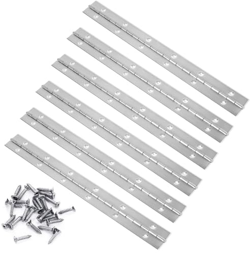 VIVIIHOO Confezione da 6 cerniere per pianoforte, in acciaio inox da 30 cm, robuste cerniere per pianoforte, porte dell'armadio e molto altro ancora. Versatile come nastro per pianoforte, nastro per