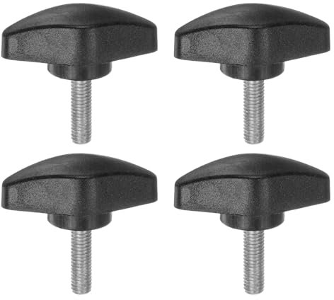 QUARKZMAN 4pz Manopole a T Vite a Testa Alata M5 x 16mm Manopole a T Plastica con Filettatura Maschio Standard Maniglie Manopole Serraggio a Mano Vite a Testa Zigrinata, Nero