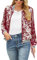 Naimo Damen Glitzer Pailletten Jacke Langarm Offen Reißverschluss Blazer Sparkle Party Festival Metallic Bomberjacke