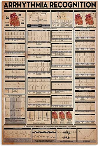 Oudrspo Kardiologie-Wissens-Metallschilder, Arrhythmie-Erkennung, Infografik-Poster, EKG-Wandbehangschilder, Zuhause, Club, Büro, Wanddekoration, Plakette, 20,3 x 30,5 cm