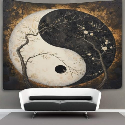 KKOLASXZE 3D Druck Yin Yang Bagua Wandteppiche Poster Ornament Wandbehang Wandteppich Raumteiler Vorhang Für Schlafzimmer Wohnzimmer Tapisseries 100cmx150cm