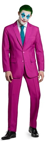 Suitmeister Herren Joker Kostüm - Rubinrotes Halloween Outfit - Batman Schurken Kostüm - inklusive Blazer, Hose und Krawatte - Rot