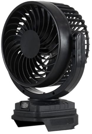 Camping Fan - Black Cordless Industrial Fan, Battery Powered Camping Fan | Rechargeable Outdoor Fan with Adjustable Angle & Speed, Camping Air Conditioner Tent Fan for Construction Site