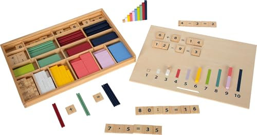 small foot Caja de Aprendizaje de aritmética Barras con números Educate, Madera, niños a Partir de 6 años, 12559, Color Colorido