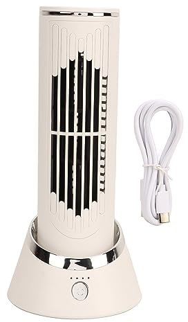Vvikizy Ventilador de Escritorio de Torre, Silencioso, Ventilador de Mesa Eléctrico Portátil USB Giratorio sin Aspas de 3 Velocidades, Ventiladores de Mesa Silenciosos para el Hogar,