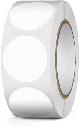 YIKIADA 500 Stück Runde Aufkleber 25 mm Thermo Etiketten Punkt Selbstklebend Rolle Adressaufkleber Wasserdicht Kleine Klebepunkte Farbkodierung Weiß