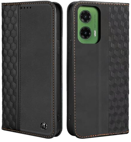 CXTCASE Funda Motorola Moto G35, Funda Tapa Libro Movil Carcasa PU Cuero para Motorola Moto G35, Tipo Libro Flip Wallet Case, Negro